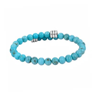 Link Up Semi-precious Beaded Flex Bracelet In Turquoise