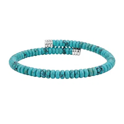 Link Up Semi-precious Disc Beaded Flex Bracelet In Turquoise