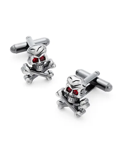 Link Up Skull And Crossbones Cufflinks In Silver