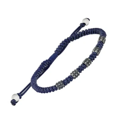 Link Up Stainless Steel Beads On Nylon Pull Cord In Blue