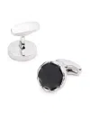 Link Up Wave Rim Round Cufflinks In Black