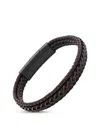 Link Up Woven Leather & Stainless Steel Bracelet In Brown