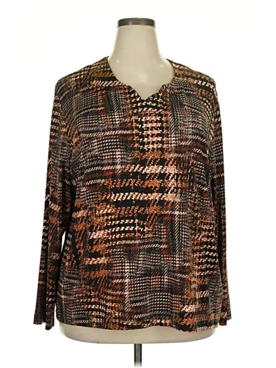 Pre-owned Links Long Sleeve Blouse In Brown