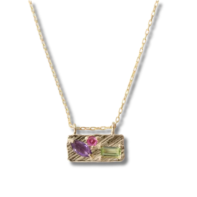 Linn Designs 14k Violet Garden Small Collage Necklace In Gold