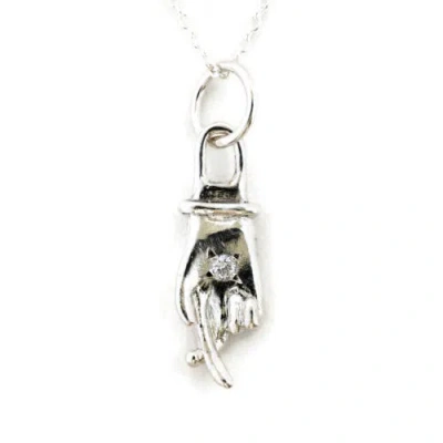 Linn Designs Sterling Cross My Fingers Diamond Necklace In Metallic