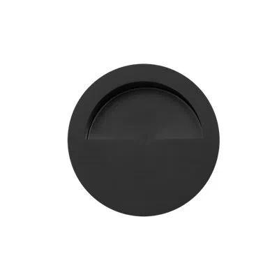 Linnea 3.54" Round Flush Pull Plate With Handle In Satin Black