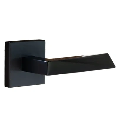Linnea Alpine Lever 19 Privacy Set With Square Rose In Satin Black