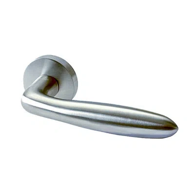 Linnea Alpine Lever 26 Privacy Set With Round Rose In Satin Stainless Steel
