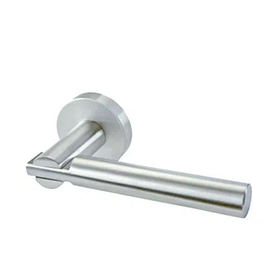 Linnea Alpine Lever 63 Privacy Set With Round Rose In Satin Stainless Steel