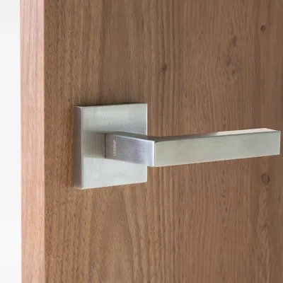 Linnea Alpine Lever Full Dummy Set With Square Rose In Satin Stainless Steel