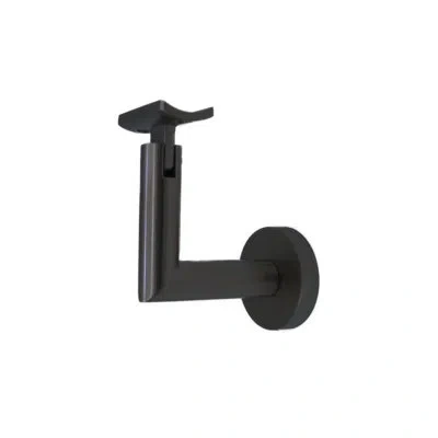 Linnea Concrete Mount Handrail Bracket With Round Rose And Curved Plate In Satin Black