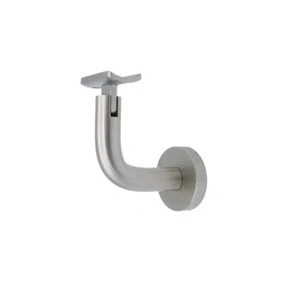 Linnea Concrete Mount Handrail Bracket With Round Rose And Curved Plate In Satin Stainless Steel