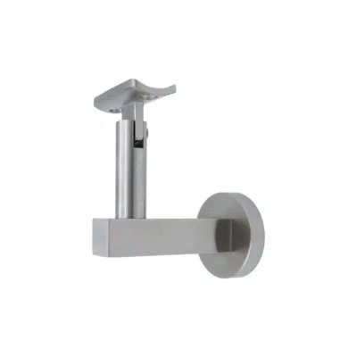 Linnea Concrete Mount Handrail Bracket With Round Rose And Curved Plate In Satin Stainless Steel
