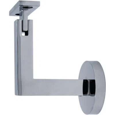 Linnea Concrete Mount Handrail Bracket With Round Rose And Flat Plate In Polish Stainless Steel