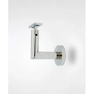 Linnea Concrete Mount Handrail Bracket With Round Rose And Flat Plate In Polish Stainless Steel