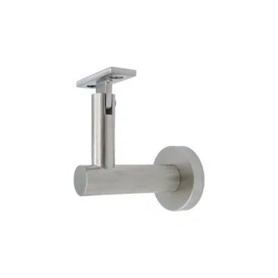 Linnea Concrete Mount Handrail Bracket With Round Rose And Flat Plate In Satin Stainless Steel