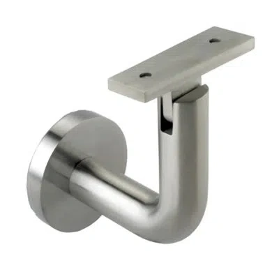 Linnea Concrete Mount Handrail Bracket With Round Rose And Flat Plate In Satin Stainless Steel