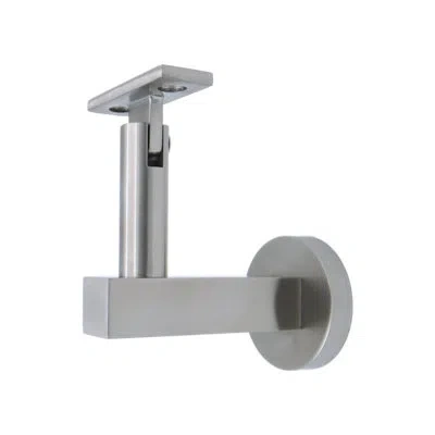 Linnea Concrete Mount Handrail Bracket With Round Rose And Flat Plate In Satin Stainless Steel