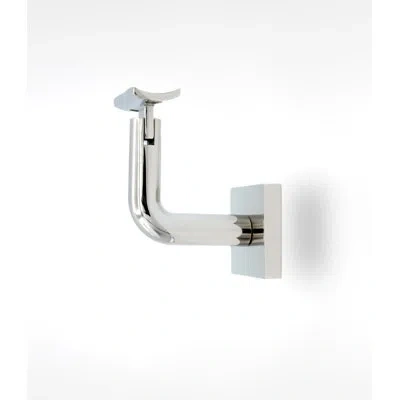 Linnea Concrete Mount Handrail Bracket With Square Rose And Curved Plate In Polish Stainless Steel