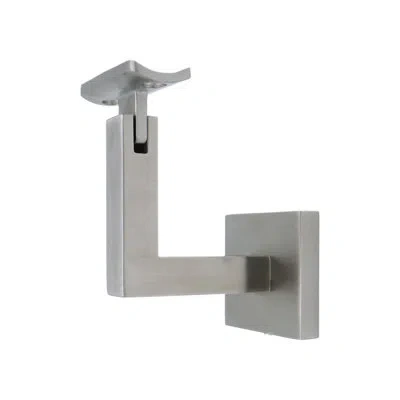 Linnea Concrete Mount Handrail Bracket With Square Rose And Curved Plate In Satin Stainless Steel