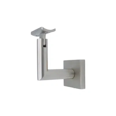 Linnea Concrete Mount Handrail Bracket With Square Rose And Curved Plate In Satin Stainless Steel