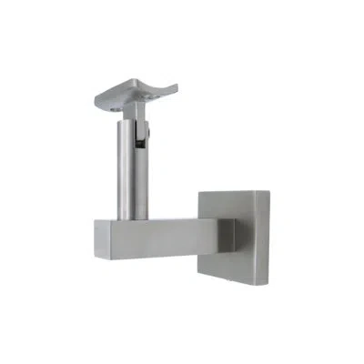 Linnea Concrete Mount Handrail Bracket With Square Rose And Curved Plate In Satin Stainless Steel