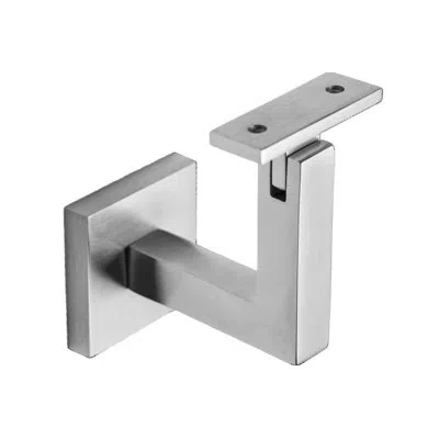 Linnea Concrete Mount Handrail Bracket With Square Rose And Flat Plate In Satin Stainless Steel