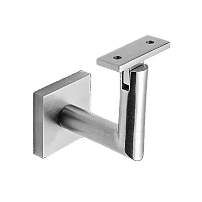Linnea Concrete Mount Handrail Bracket With Square Rose And Flat Plate In Satin Stainless Steel
