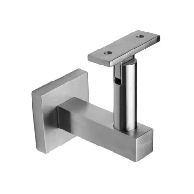 Linnea Concrete Mount Handrail Bracket With Square Rose And Flat Plate In Satin Stainless Steel