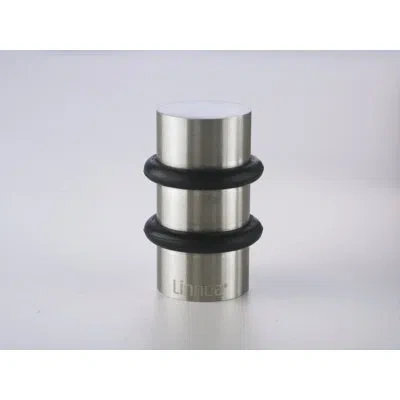 Linnea Double Rubber Bumper And Stainless Steel Floor Mount Door Stop In Satin Stainless Steel