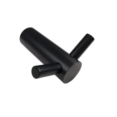 Linnea Elegant Double Robe/towel Wall Mounted Hook In Satin Black