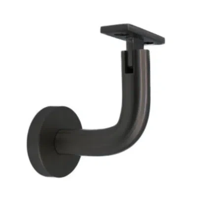 Linnea Glass Mount Handrail Bracket With Round Rose And Flat Plate In Satin Black