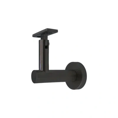 Linnea Glass Mount Handrail Bracket With Round Rose And Flat Plate In Satin Black