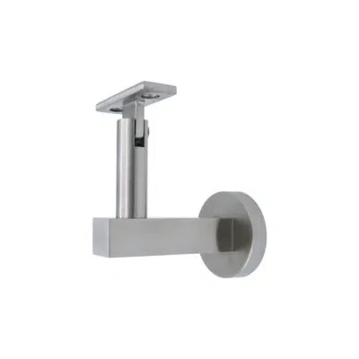 Linnea Glass Mount Handrail Bracket With Round Rose And Flat Plate In Satin Stainless Steel