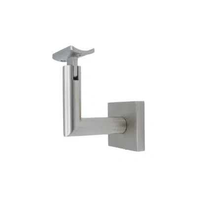 Linnea Glass Mount Handrail Bracket With Square Rose And Curved Plate In Satin Stainless Steel