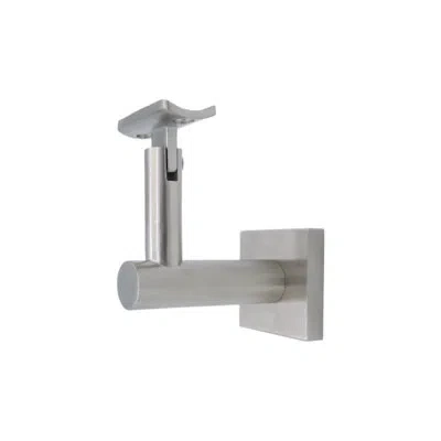 Linnea Glass Mount Handrail Bracket With Square Rose And Curved Plate In Satin Stainless Steel