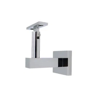 Linnea Glass Mount Handrail Bracket With Square Rose And Flat Plate In Polish Stainless Steel