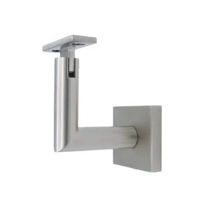Linnea Glass Mount Handrail Bracket With Square Rose And Flat Plate In Satin Stainless Steel