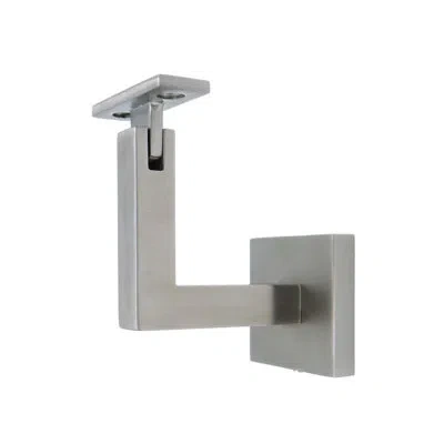 Linnea Glass Mount Handrail Bracket With Square Rose And Flat Plate In Satin Stainless Steel