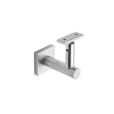 Linnea Glass Mount Handrail Bracket With Square Rose And Flat Plate In Satin Stainless Steel