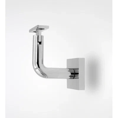 Linnea Glass Mount Handrail Bracket With Square Rose And Flat Plate In Stainless Steel