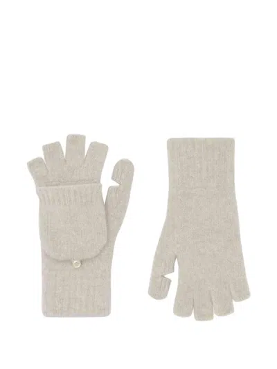Linnea Lund Button Knitted Mittens In Neutral