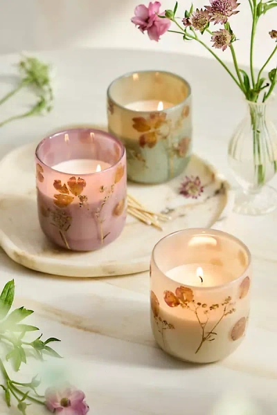 Linnea Pressed Floral Candle In Multi