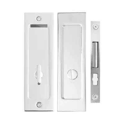 Linnea Rectangle Privacy Pocket Door Lock With Standard Turn Piece In Satin Black