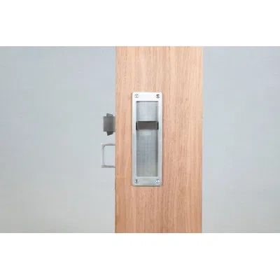 Linnea Rectangular Privacy Pocket Door Lock Set In Satin Stainless Steel