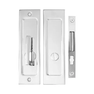 Linnea Rectangular Privacy Pocket Door Lock With Ada Turn Piece In Satin Stainless Steel