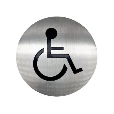 Linnea Round Restoom Door Sign By  In Silver