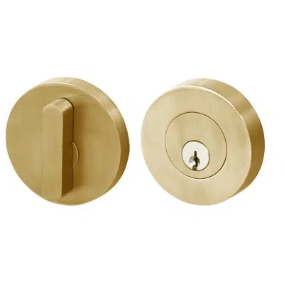 Linnea Round Single Cylinder Deadbolt With Oval Turnpiece In Satin Brass