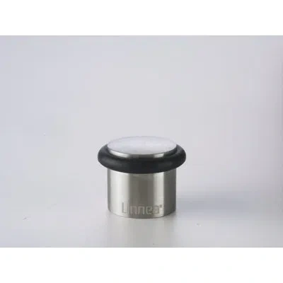 Linnea Single Ring Rubber Bumper And Stainless Steel Floor Mount Door Stop In Satin Stainless Steel