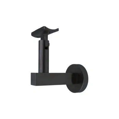 Linnea Surface Mount Handrail Bracket With Round Rose And Curved Plate In Matte Black;satin Black